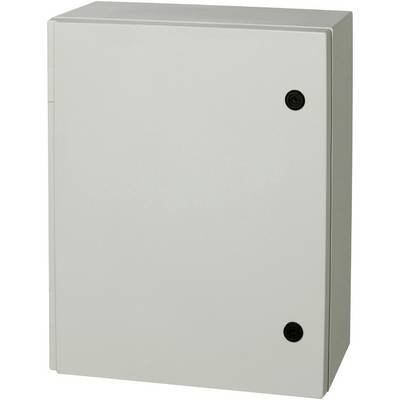 Grey rectangular metal enclosure with two black screws on the right side, without any visible openings or markings.