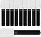 Ten white cable tie straps with black hook and loop fasteners. Upper rectangles are for labelling and the straps are used for cable management.