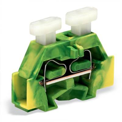 A green power socket block with two white levers on top, shown against a white background.