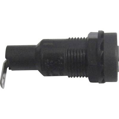 Black plastic sensor with thread and cylindrical shape. Side metal switch, suitable for mounting in devices.
