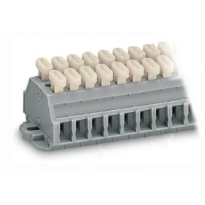 Grey electrical connector module with multiple white terminal blocks in two rows. Suitable for industrial applications.