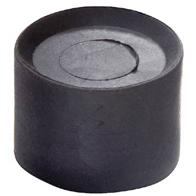 A black, cylindrical plastic lid with a flat top surface, possibly a housing component or closure.