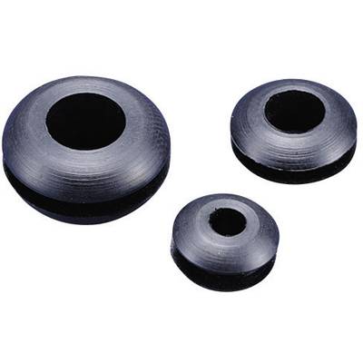 TRU COMPONENTS TC-GMR0705203 Cable grommet open  Terminal Ø (max.) 5 mm Board thickness (max.) 1.7 mm PVC Black 1 pc(s)