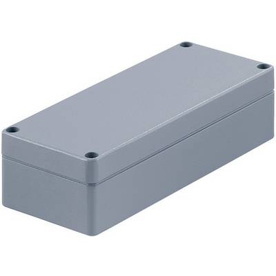 Grey rectangular plastic box with rounded corners and screw holes at the corners of the upper surface.