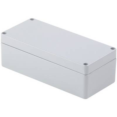 Grey, rectangular enclosure with rounded corners, suitable for electronic components or connections.