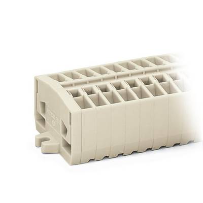 Beige plastic block with multiple rectangular compartments, possibly part of a larger system or shelving unit.