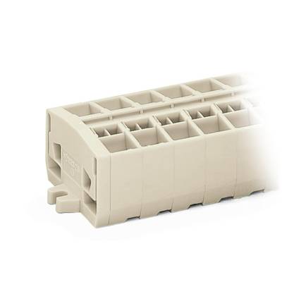 A white, rectangular plastic block with multiple square openings on the top surface, potentially for technical applications.