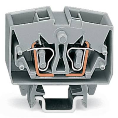 Grey-orange electrical connector component, front detail view, technical components visible.