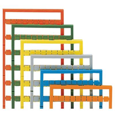 Multi-coloured, interlocking frames of varying sizes. Colours: Red, Green, Yellow, Grey, Blue. Symmetrical arrangement.