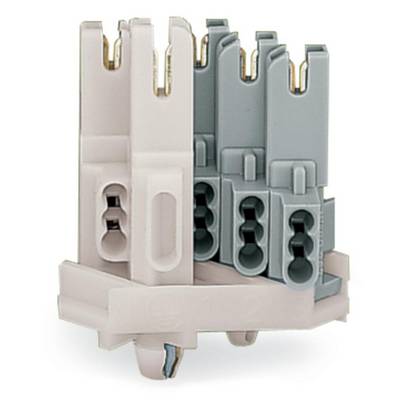A multi-socket electrical connector with different colours, used for connecting cables in electrical installation.