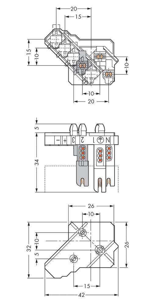 WAGO 267-163 WAGO GmbH & Co. KG Connector clip flexible: - fixed: 0.5-1 mm² Number of pins: 3 500 pc(s) White-1