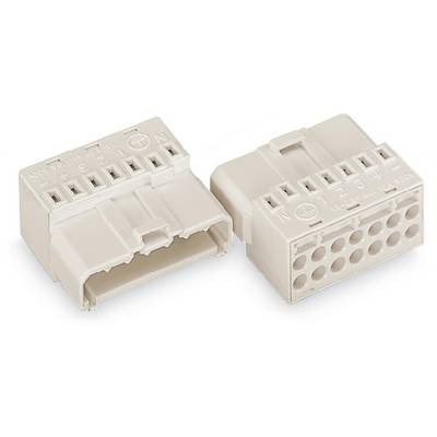 Two white electrical connectors, lying side by side. Both have numbered terminals, one is open, the other closed.