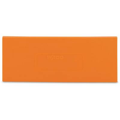 Rectangular orange cover with the embossed name 'WAGO', presumably an accessory part for cable connections or electronics.