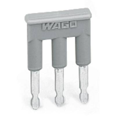 Grey WAGO wire bridge with three connections for linking electrical circuits in electrical installations.