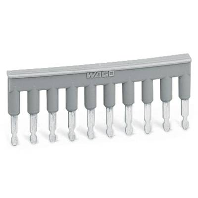 Grey pin header from WAGO with eight pins. Used in electrical connections to link circuits on terminal strips.