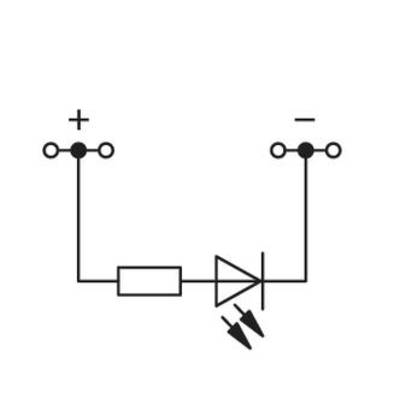 Circuit symbol of a diode circuit with a resistor on the left and a diode on the right, with reversed polarity indicated.