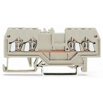 A grey electrical terminal block with multiple connection points that can be used for wiring or circuit applications.