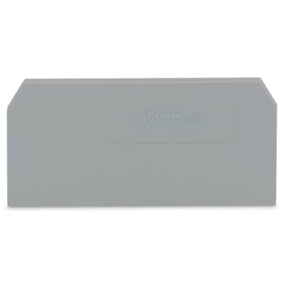 Grey plastic component with 'WAGO 280' inscription, rectangular with bevelled edges, used for electrical applications.