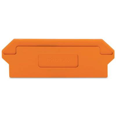 Orange plastic cap in a rectangular shape with rounded corners.