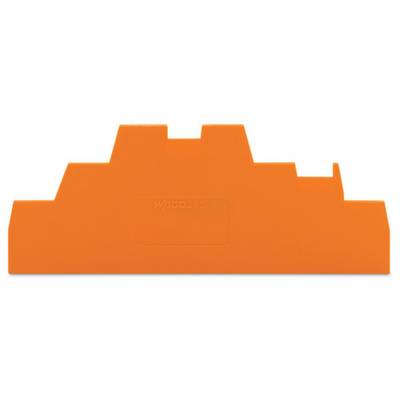 An orange, stepped plastic component.