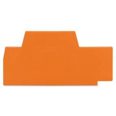 A rectangular, orange plastic component with a small protrusion in the centre. Potentially a construction element or a connecting part.