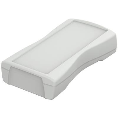 Rectangular, white housing with an ergonomic design. Suitable for electronic applications or portable devices.