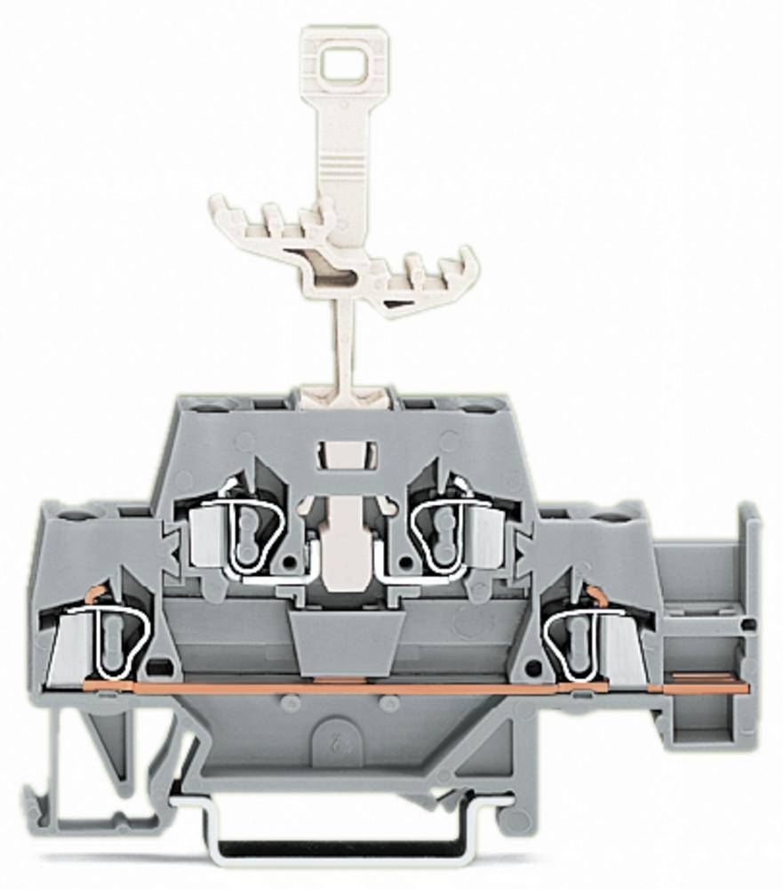 A grey terminal block with multiple connection points, suitable for industrial electrical installations.