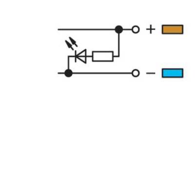 Electrical circuit diagram shows a diode with a resistor in series, connected to positive and negative terminals.