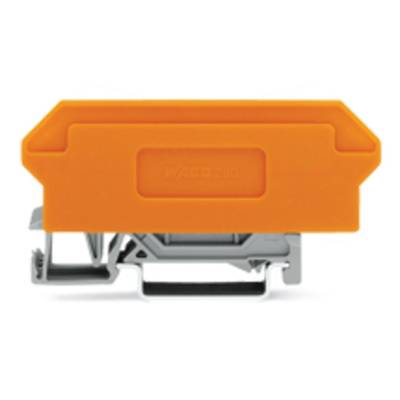 An orange plastic holder is attached to a silver metal clip.