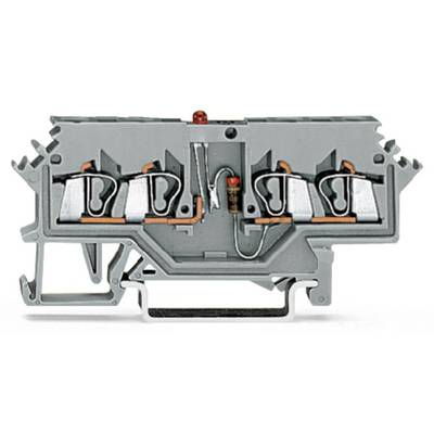 Cross-section of a grey electrical component with copper conductors and a red component in the centre.
