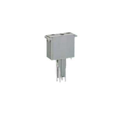 A grey electronic connector with multiple metal pins underneath, suitable for mounting on circuit boards.