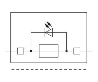 Switching symbol of a diode in a rectangle, surrounded by lines and boxes; represents an electronic circuit.