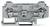 Grey-coloured electrical terminal block with metal components, front view. Primarily used in control panels for wiring.