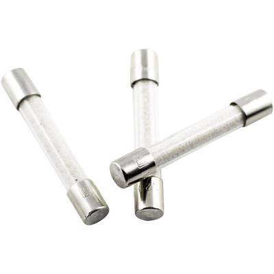 Three glass fuse links with metal caps on a white background.