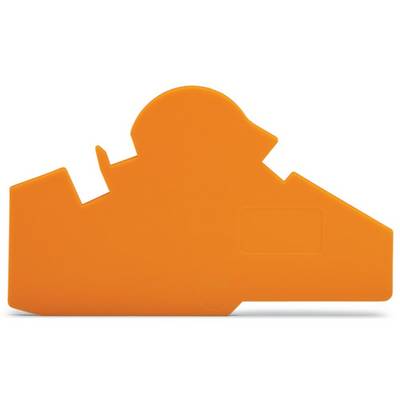 Orange plastic form in a geometric design, possibly a component or tool, without any recognisable function or inscription.