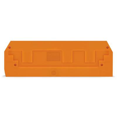 An orange plastic moulded component with symmetrical recesses and a raised centre. Primarily decorative or usable for specific applications.