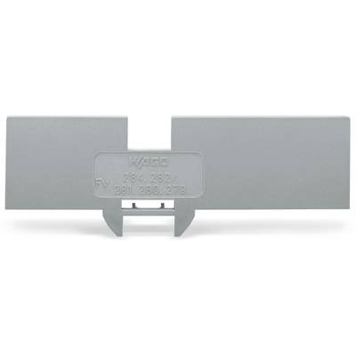 Grey cover for a terminal block with the inscription 'WAGO 264-282'. Used for electrical insulation.