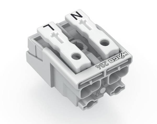 WAGO 294-5032 294-5032 Mains connector flexible: - fixed: 0.5-1.5 mm² Number of pins: 2 1000 pc(s) White