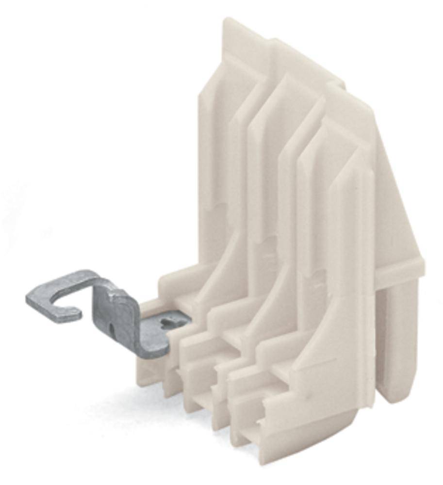 A grey cable separation unit with multiple slots and a metal clip for inserting divider strips or electrical cables.