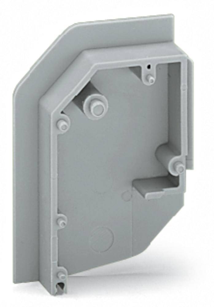 A grey, rectangular machine component with rounded corners and multiple mounting points.