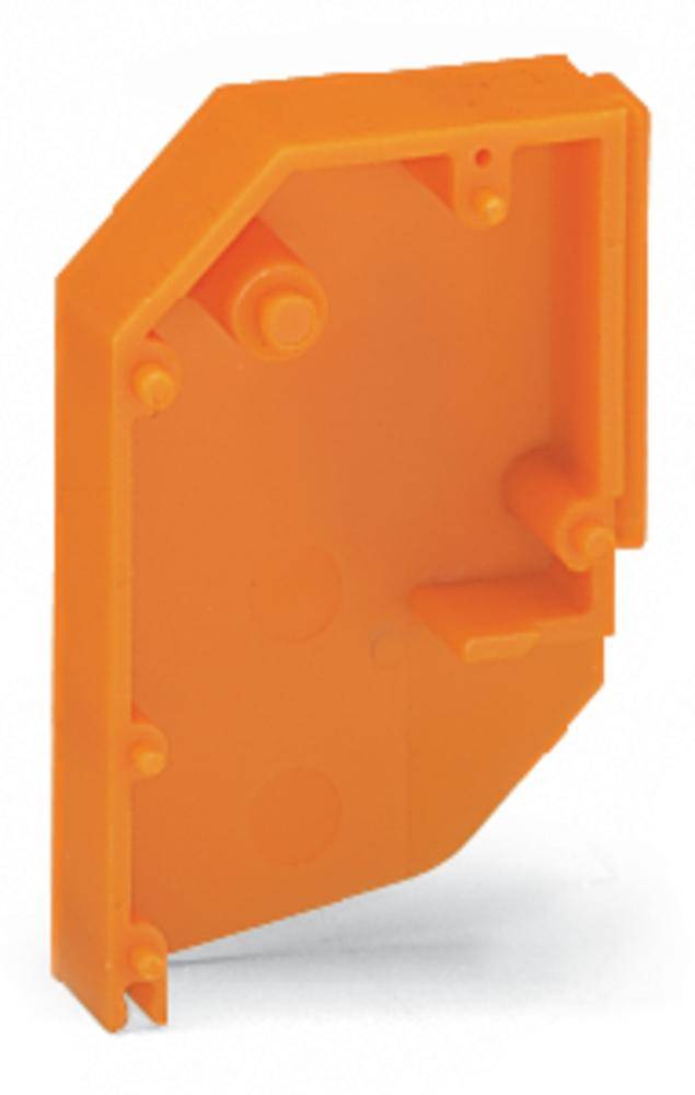 Orange plastic protective cover in a rectangular shape with rounded corners and fixing elements.