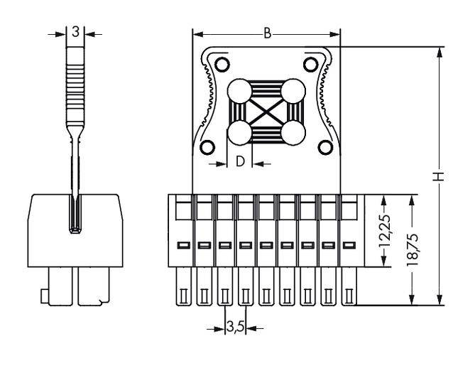 WAGO Socket enclosure - cable 713 Total number of pins 6 Contact ...