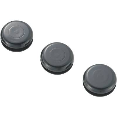 'Three black cabinet magnets in a slightly curved arrangement.'