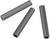 Three grey, cylindrical pipes are lying on a white background.