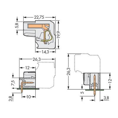 Technical drawing of sealing profiles with dimensions of 22.75 mm, 19.9 mm and other detailed measurements. Side and front views are illustrated.