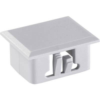 A grey, rectangular plastic component with a flat lid and two clips underneath, identifiable by its smooth finish and rectangular shape.
