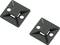 Two black square cable tie mounting brackets, each with two holes for securing to surfaces.