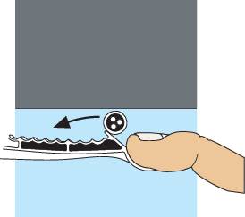 Illustration of a person squeezing toothpaste onto a toothbrush. One hand holds the tube, while toothpaste is being squeezed out of the opening.