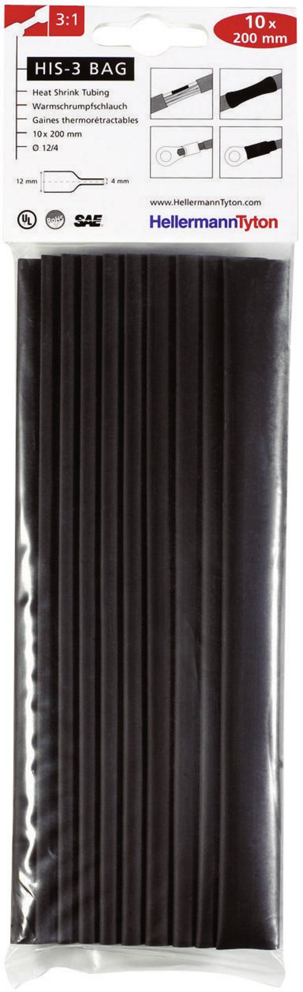 HellermannTyton 308-31210 HIS-3-BAG-12/4 Heat Shrink Tubing Reel In Dispenser Box 10 pc(s) N/A