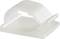 A translucent, plastic protective hook, possibly a piece of furniture or cable protection, lying on a smooth surface.